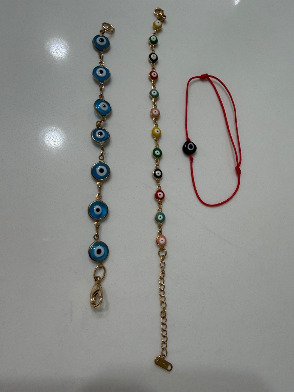 Evil Eye Bracelet Trio - Blue, Multicolor & Red String